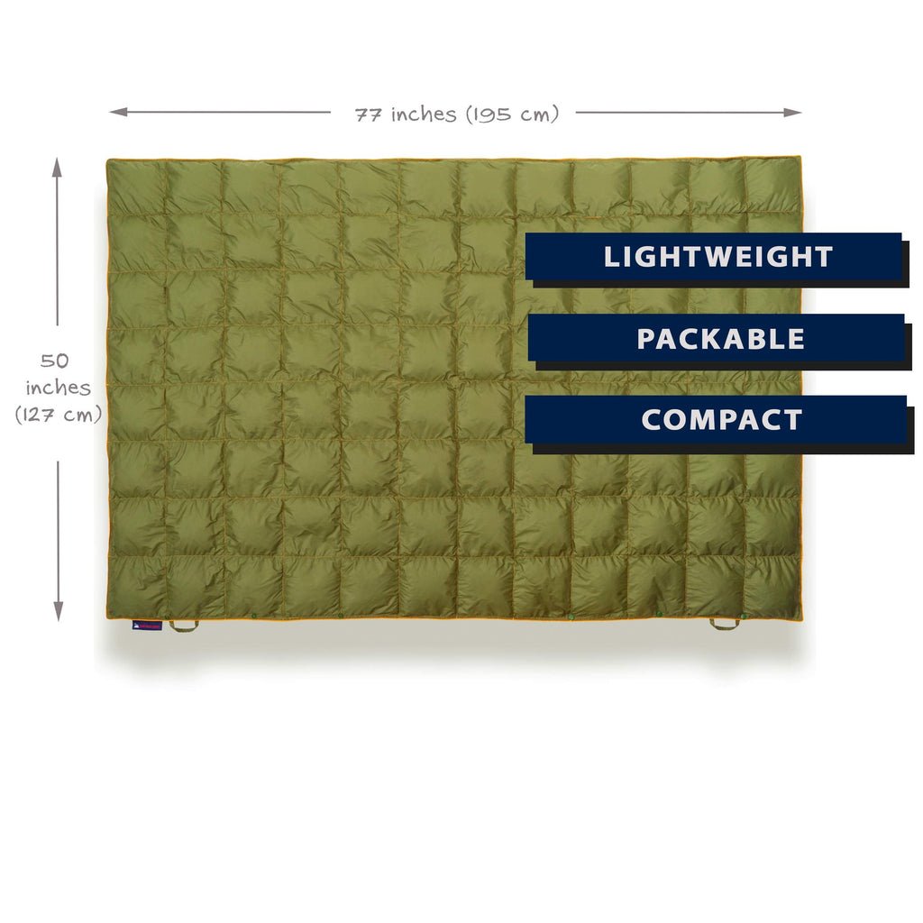 Get Out Gear Down Camping Blanket - Outdoor Lightweight Packable 650 Fill Power Down Blanket Compact Waterproof and Warm Backpacking Quilt for Camping Hiking Travel Hammock