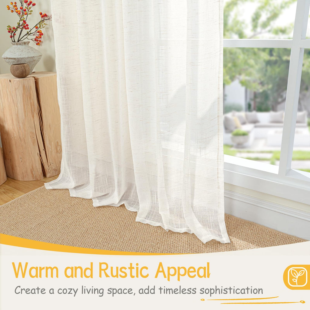 Short Linen Curtains 40 Inch Length (2 Count)