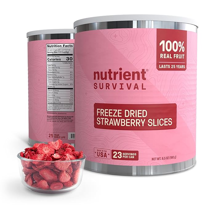 Freeze-Dried Strawberries ??Premium Sliced | #10 Can | 25-Year Shelf Life | Emergency Food & Clean Snacking