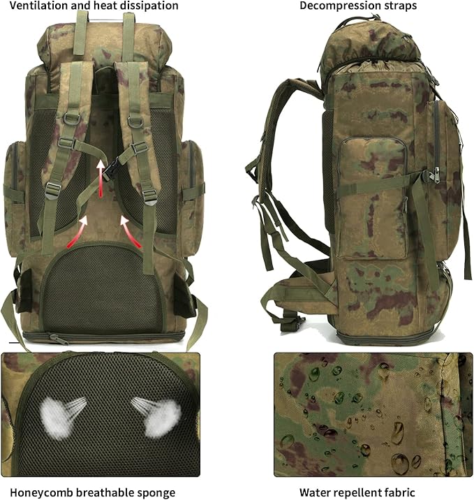 Hiking Backpack for Men 70L/100L Camping Backpack Military Rucksack Molle 3 Days Assault Pack for Climbing