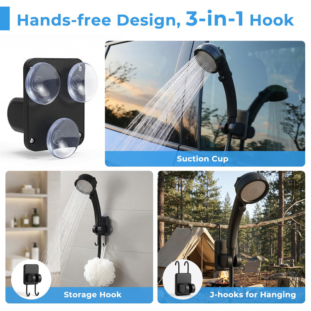 Portable Camping Shower Kit with 5 Gallon Water Jug, 8000mAh Rechargeable Shower Pump IPX8 Waterproof, 5 Pressure Modes, BPA Free Water Container for Camping, Hiking, Beach, Pet Bathing, Car Washing