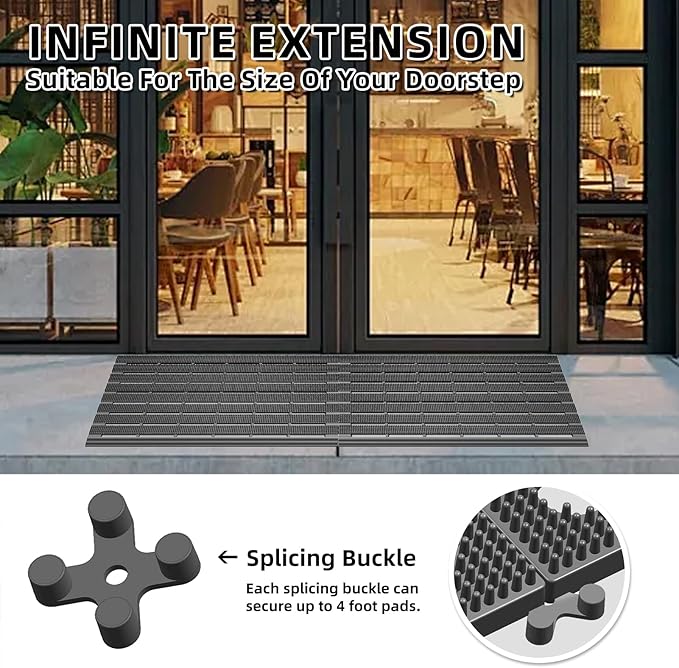 MATALL Waterproof Outdoor Door Mat - 36x24 Inches Non-Slip Drainage Large Door Interlocking Floor Mat for Indoor Home Pool Entry Garage（Gray ）