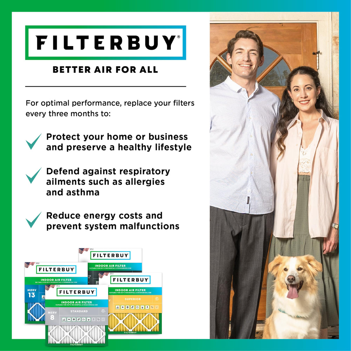 10x20x2 Air Filter MERV 8 Dust & Allergy Defense (6 Count)