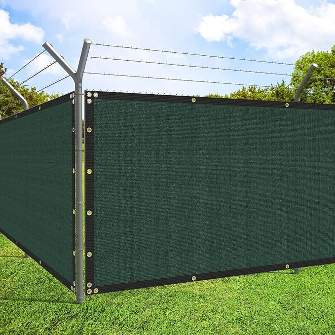 ECOOPTS 8'x238' Privacy Fence Screen Windscreen with Copper Grommets, Fit for Commercial Fence and Residential Garden Outdoor 90% UV Blockage, Cable Zip Ties Included (Green)