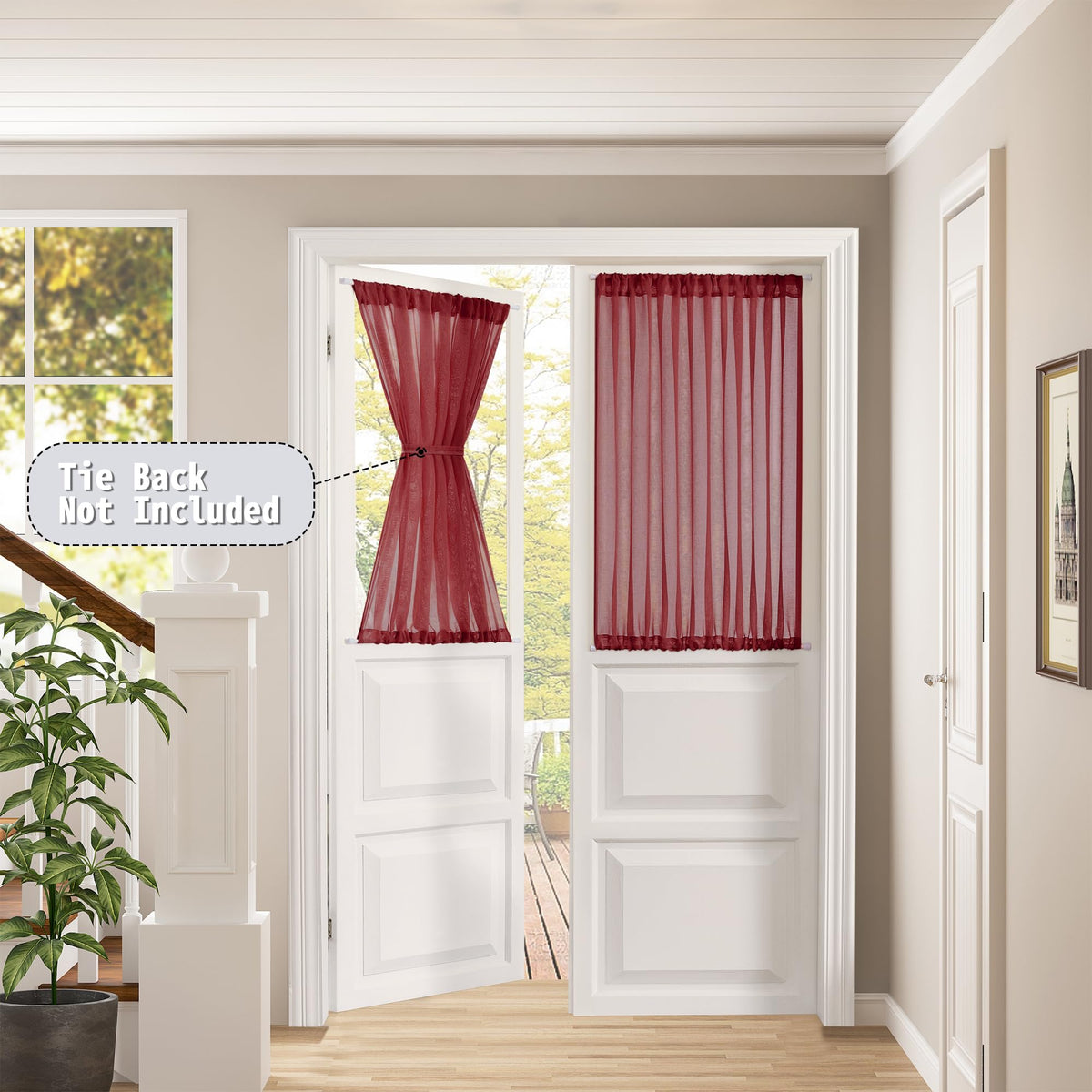 Sheer Door Curtains Closet Linen Textured Curtain Sheers Doorway Light Filtering Voile French Doors Rod Pocket Curtains Patio Glass Door