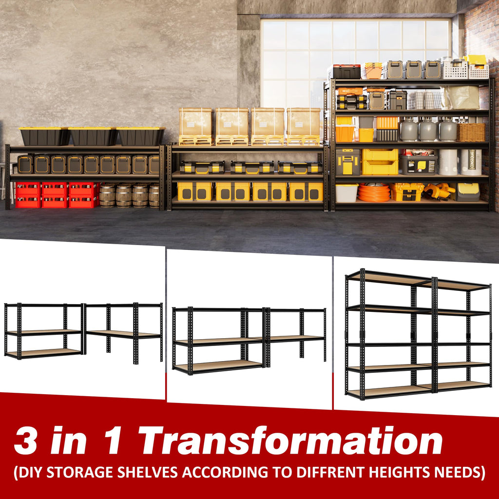 48" W Garage Shelving Storage Shelves 5 Tier Heavy Duty Shelving