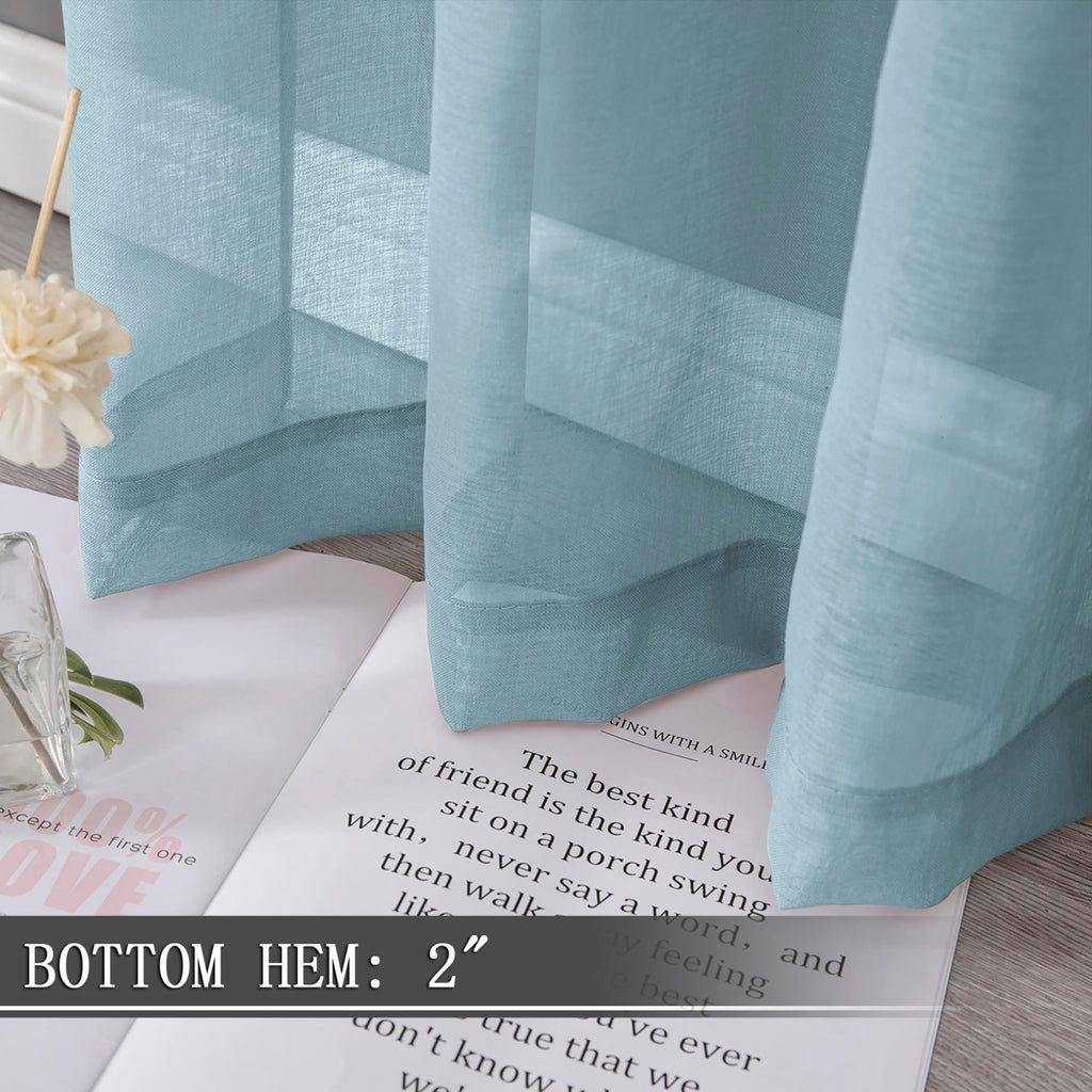 Sheer Curtains Linen Textured Living Room Curtain Sheers Light Filtering Rod Pocket Voile Curtains for Bedroom (2 Count)