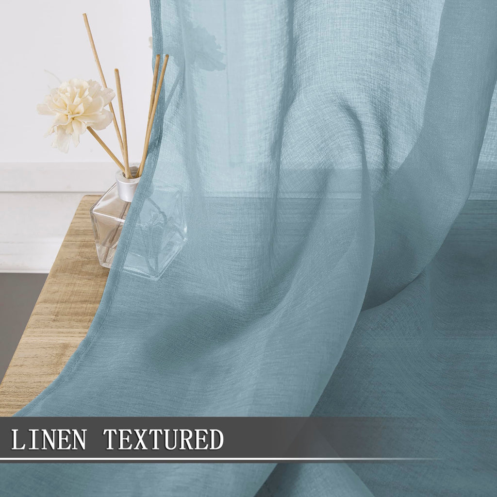 Sheer Curtains Linen Textured Living Room Curtain Sheers Light Filtering Rod Pocket Voile Curtains for Bedroom (2 Count)