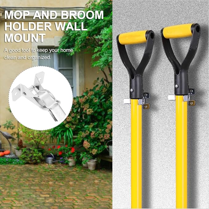 10pcs Broom and Mop Holder Wall Mount Iron Utility Hooks for Household Cleaning Tool Organization Storage
