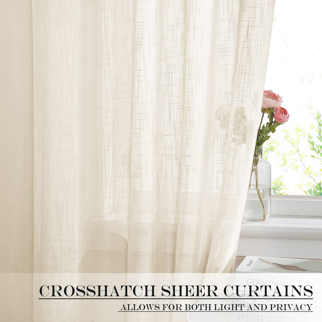Beige Sheer Privacy Curtains for Front Back Door