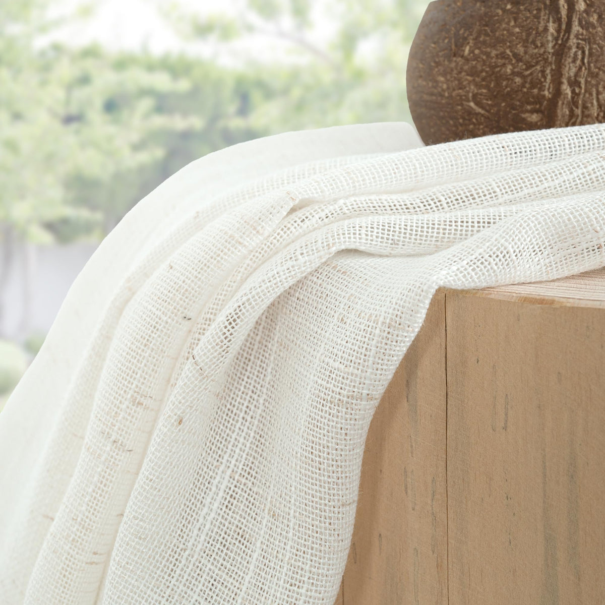 Linen Semi Sheer Curtains 48 Inch Length (2 Count)