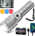 10000 High Lumens Flashlights LED Rechargeable Tactical Flashlight 5 Modes Zoomable Fast Charging IPX6 Waterproof Flash Light Super Bright Handheld Flashlights for Camping Outdoor and Gift