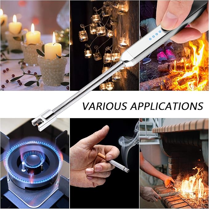 MEIRUBY Electric Candle Lighter, Birthday Christmas Stocking Stuffers Gifts for Women Mom Men Wife Sister, USB Arc Rechargeable Windproof Long Lighter for Candle BBQ Housewarming Gift Idals