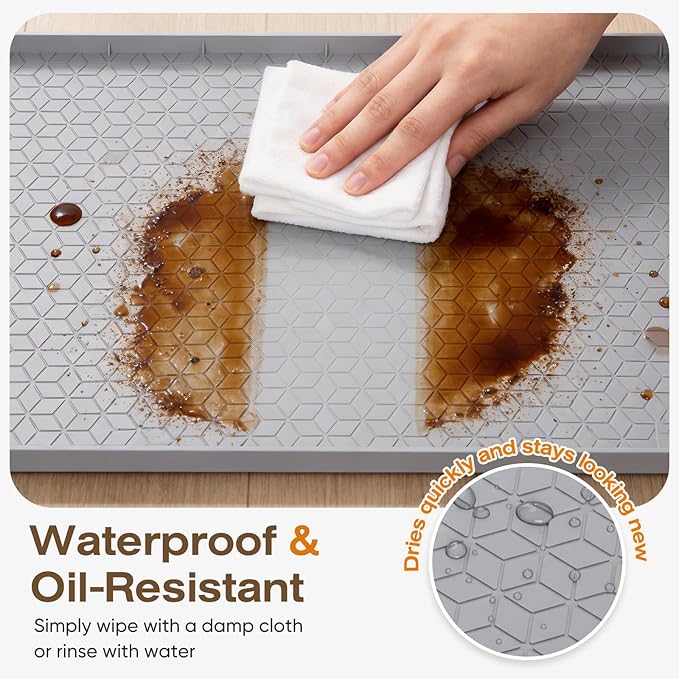 TRZZ Silicone Waterproof Under Sink Mat 28" x 19", Drip Tray and Cabinet Liner for Kitchen and Bathroom, Prevents Water Damage and Organizes Cabinets (Mint Green)