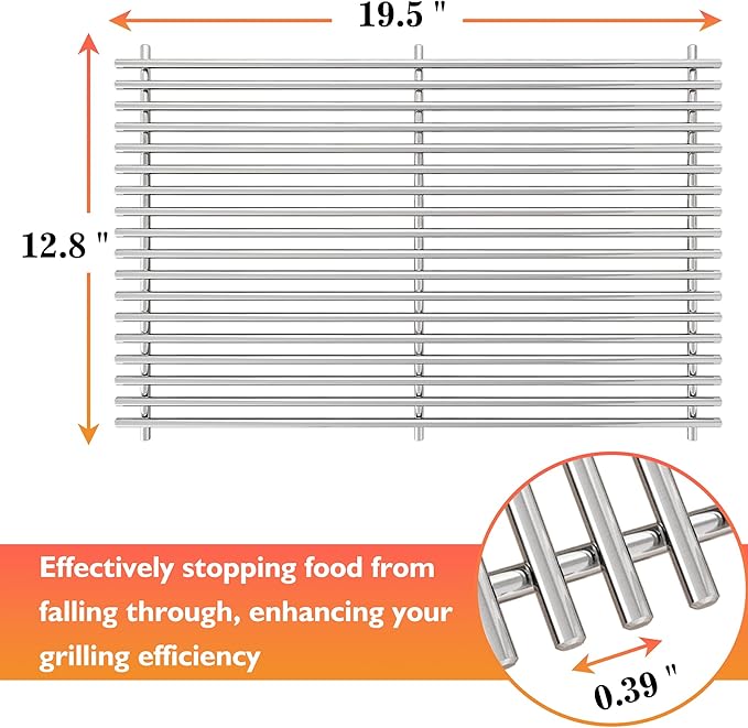19.5" Grill Grates for Weber Genesis 300 Series，Cooking Grates for Weber Genesis E310 E320 E330 S310 S320 S330, Replacement Parts for Weber 7528/7524, 304 Stainless Steel