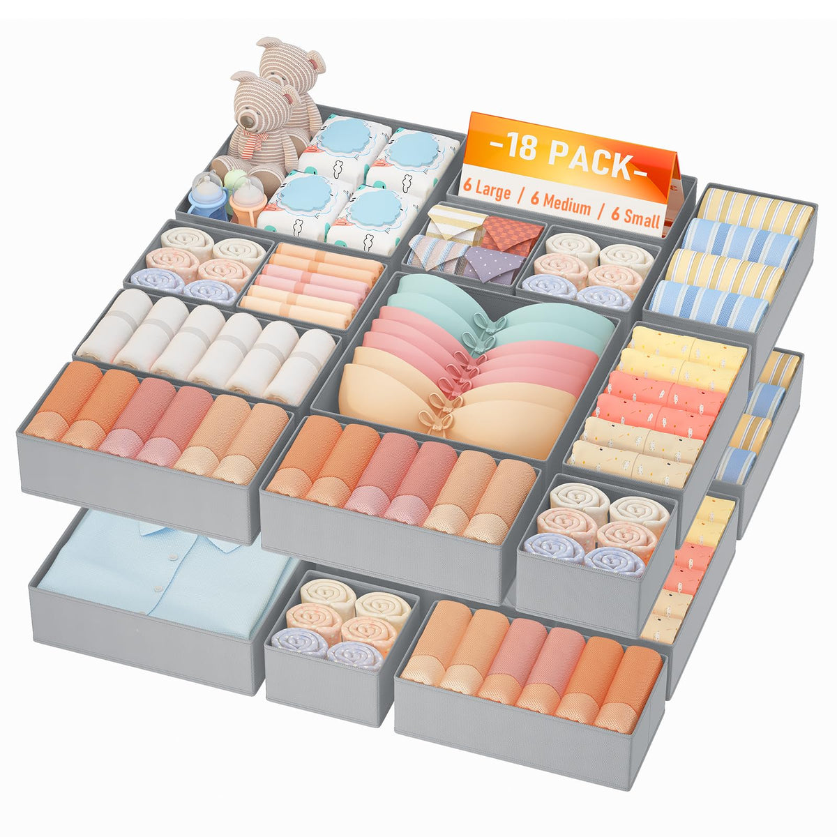 Drawer Organizer Clothes Storage (18 Count)