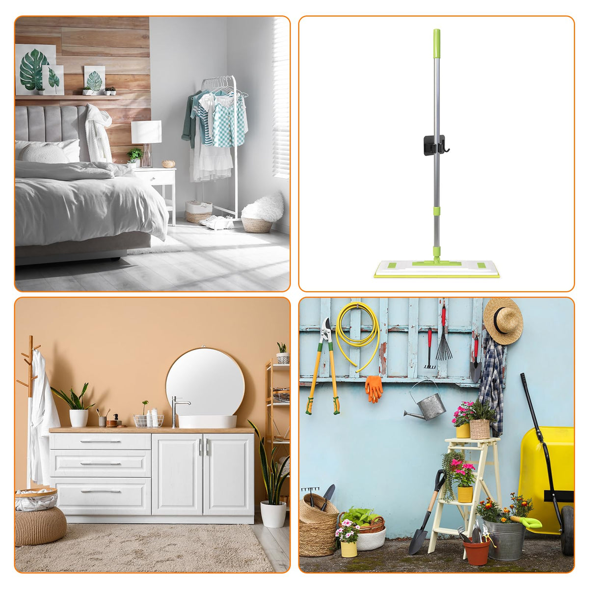 4pcs Mop Broom Holder Wall Mount