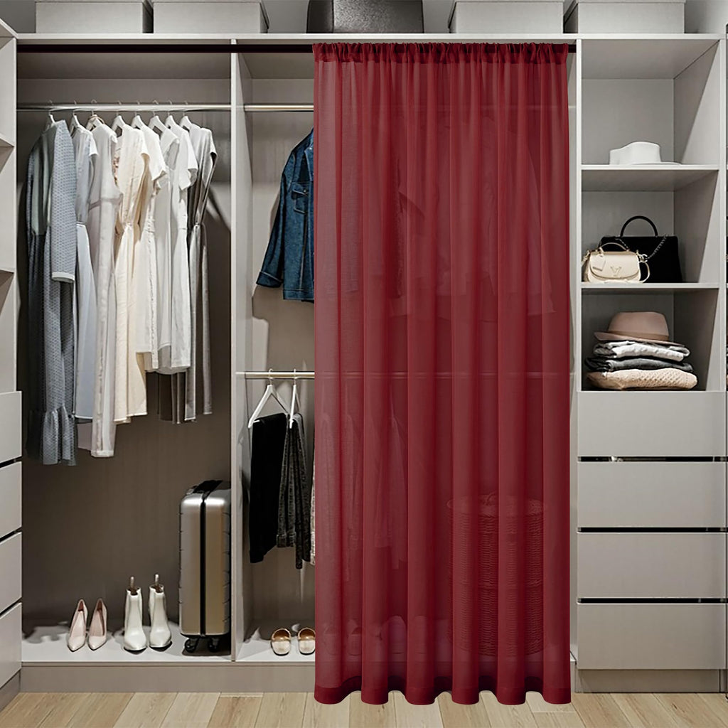 Sheer Door Curtain Closet Linen Textured Curtains Sheer Doorway Light Filtering Voile Patio Glass Doors Rod Pocket Curtain French Door