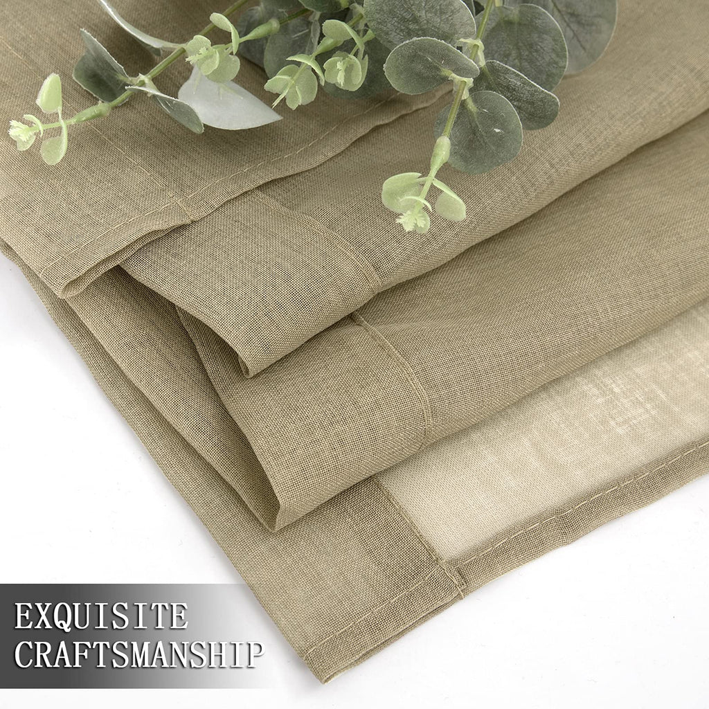 Sheer Curtain Linen Textured Bedroom Curtains Sheer Light Filtering Rod Pocket Voile Curtain for Living Room