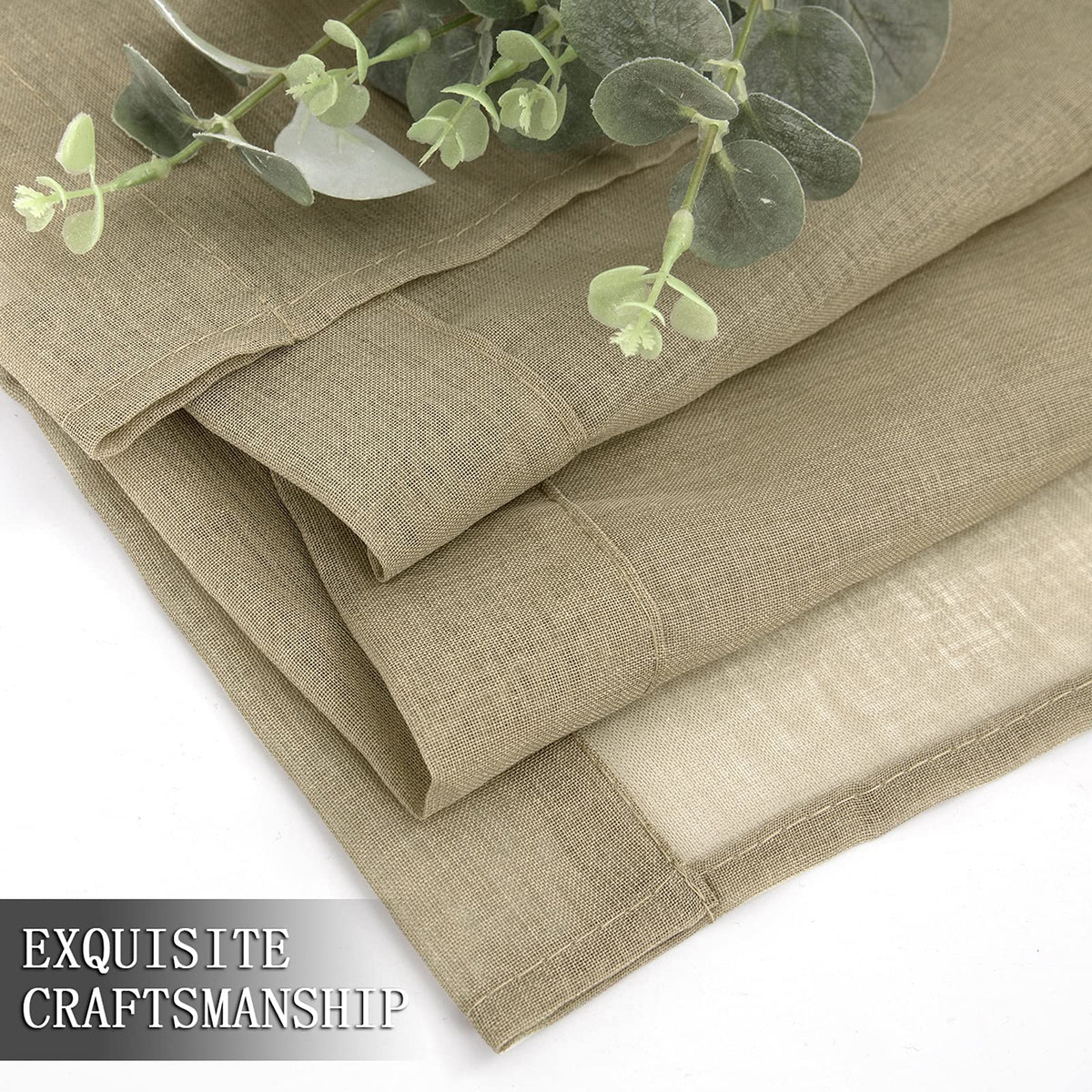 Sheer Curtains Linen Textured Living Room Curtain Sheers Light Filtering Rod Pocket Voile Curtains for Bedroom (2 Count)