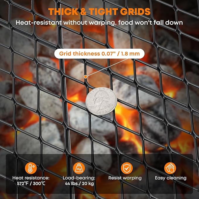Stanbroil X-Marks Fire Pit Cooking Grate, Foldable Round Grill Grate with Handles, 30 Inch Portable Outdoor Campfire BBQ Grill, Black