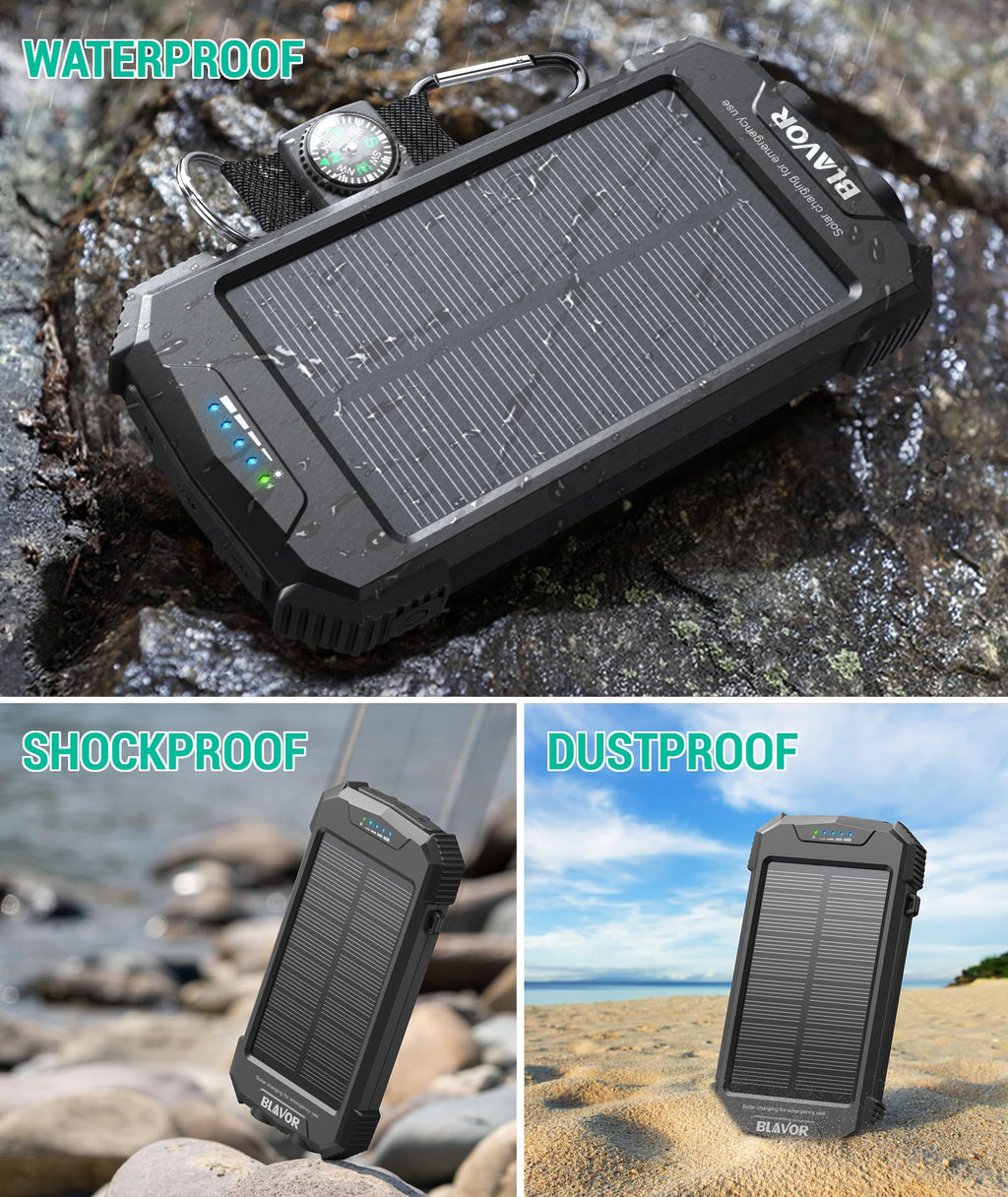 BLAVOR Solar Charger - 000mAh, 20W, Solar