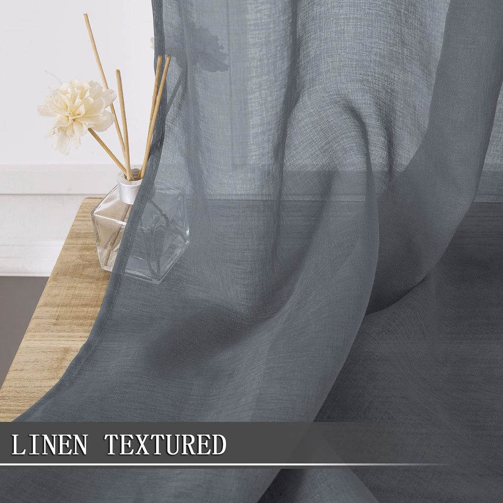 Short Sheer Tier Curtains Linen Textured Half Kitchen Curtain Sheers Light Filtering Rod Pocket Voile Small Curtain for Bathroom