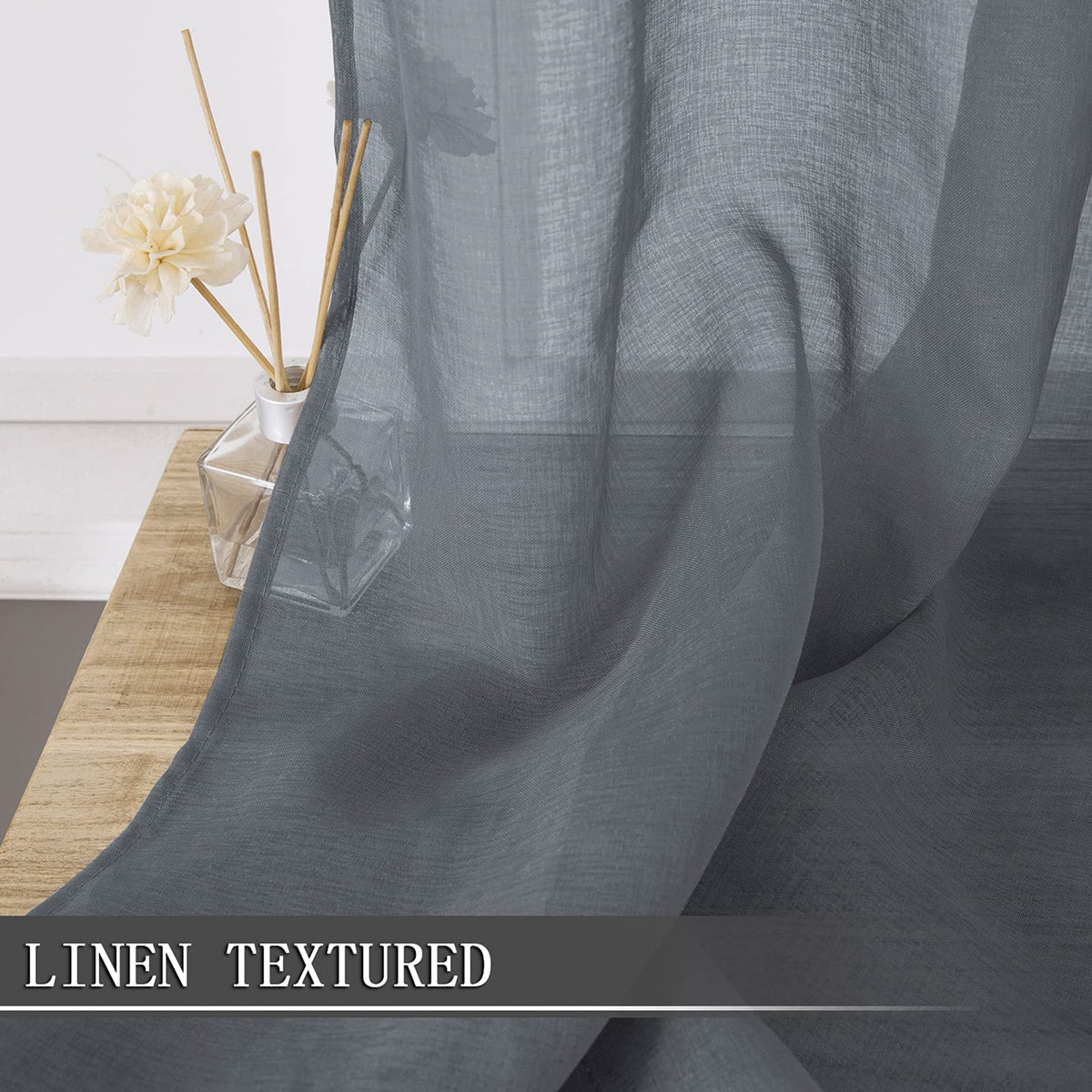 Short Sheer Tier Curtains Linen Textured Half Kitchen Curtain Sheers Light Filtering Rod Pocket Voile Small Curtain for Bathroom