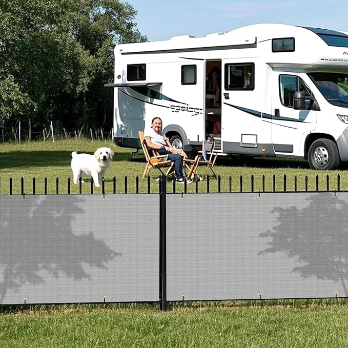 2.5' x 115' Balcony Privacy Screen Fence Cover with Zip Ties Grommets for Apartment Patio Porch Deck Backyard Outdoor (Gray)
