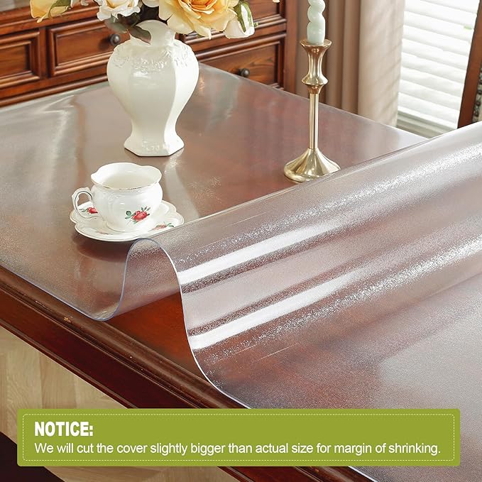 Frosted Clear Table Protector 30 x 48 Inch, 2mm Thick Plastic Table Cover, Waterproof PVC Clear Table Cover Protector, Desk Protector Mat, Writing Desk Pad for Desktop, Coffee & Dining Room Table