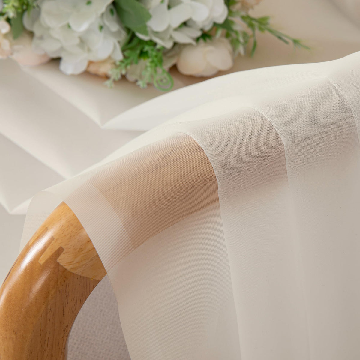 Cream Sheer Curtains 45 Inch Long 2 Panels (2 Count)