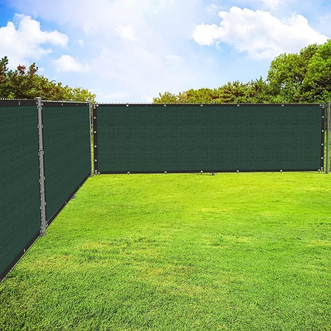 ECOOPTS 8'x238' Privacy Fence Screen Windscreen with Copper Grommets, Fit for Commercial Fence and Residential Garden Outdoor 90% UV Blockage, Cable Zip Ties Included (Green)