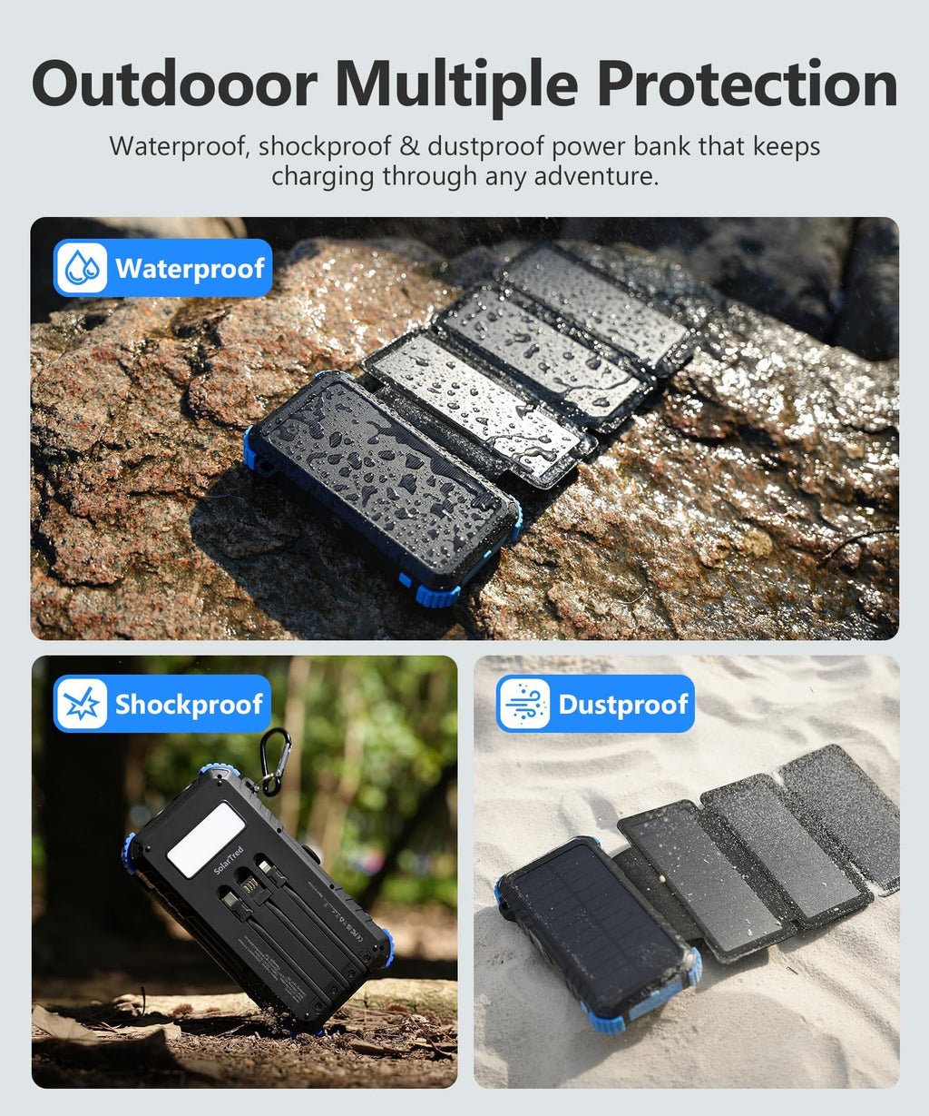 SolarTred Portable Power Bank - 20000mAh, Solar