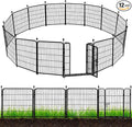 ADAVIN Tall Garden Fence 48 in(H) 12 Panels Total 26.6 FT(L), Heavy Duty Iron Metal Fence and Border, Flower Bed Fencing, outdoor Animal Barrier Fences, Dog Fences with gate for the Yard Camping,Black