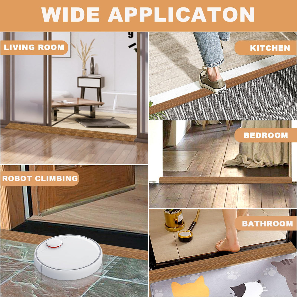 Vinyl Door Threshold Flooring Transition Strip Self Adhesive Carpet Edging Strip for Laminate Doorway Edge Threshold from 3 (3.3 Foot)