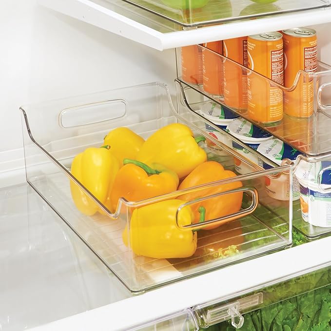 iDesign Stackable Storage Bin with Handles for Pantry or Fridge, Clear, Made in USA