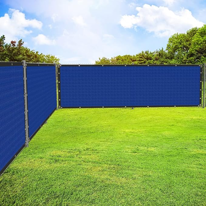 ECOOPTS 8'x183' Privacy Fence Screen Windscreen with Copper Grommets, Fit for Commercial Fence and Residential Garden Outdoor 90% UV Blockage, Cable Zip Ties Included (Blue)