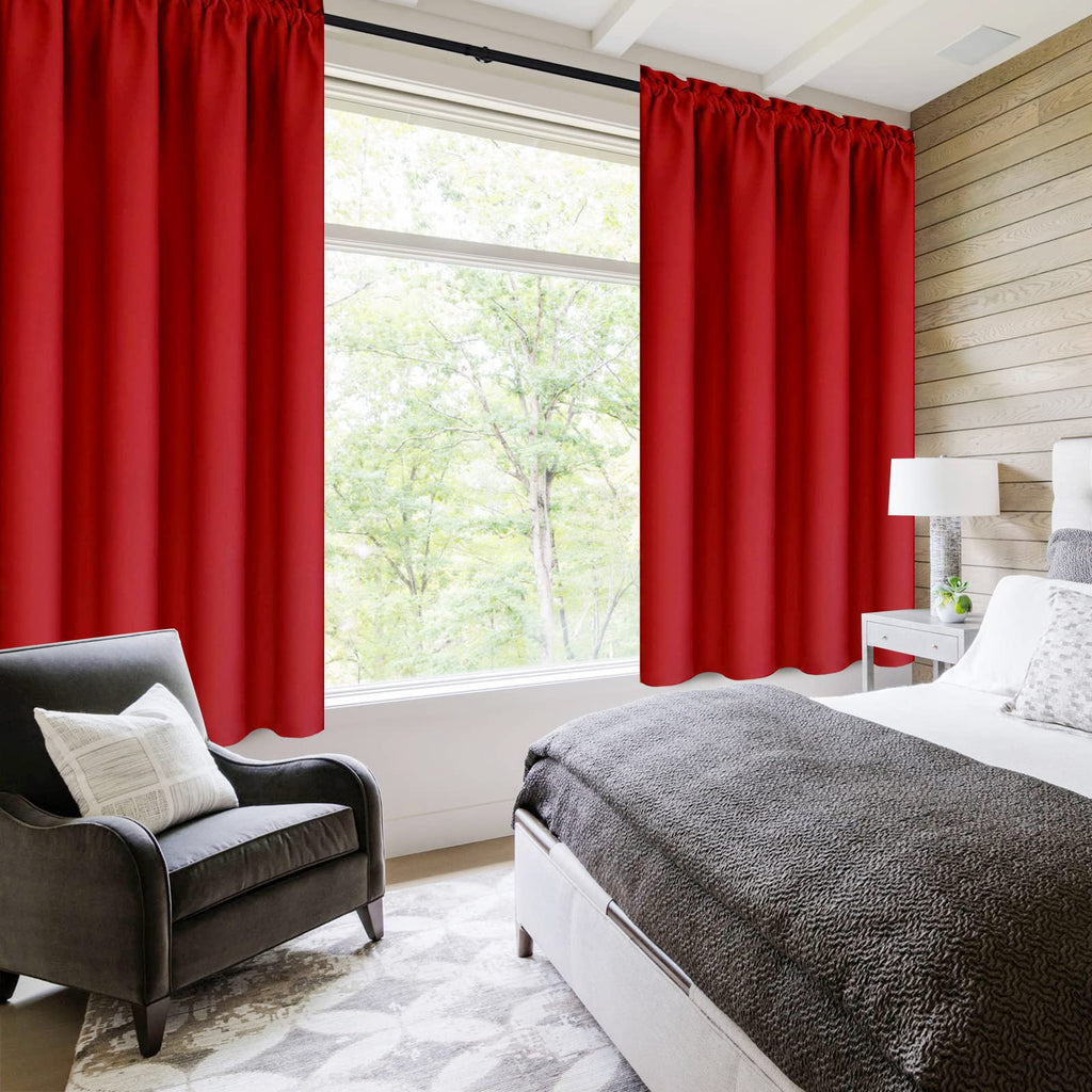 Blackout Curtains for Bedroom Living Room 38 x 45 Inch Long Red