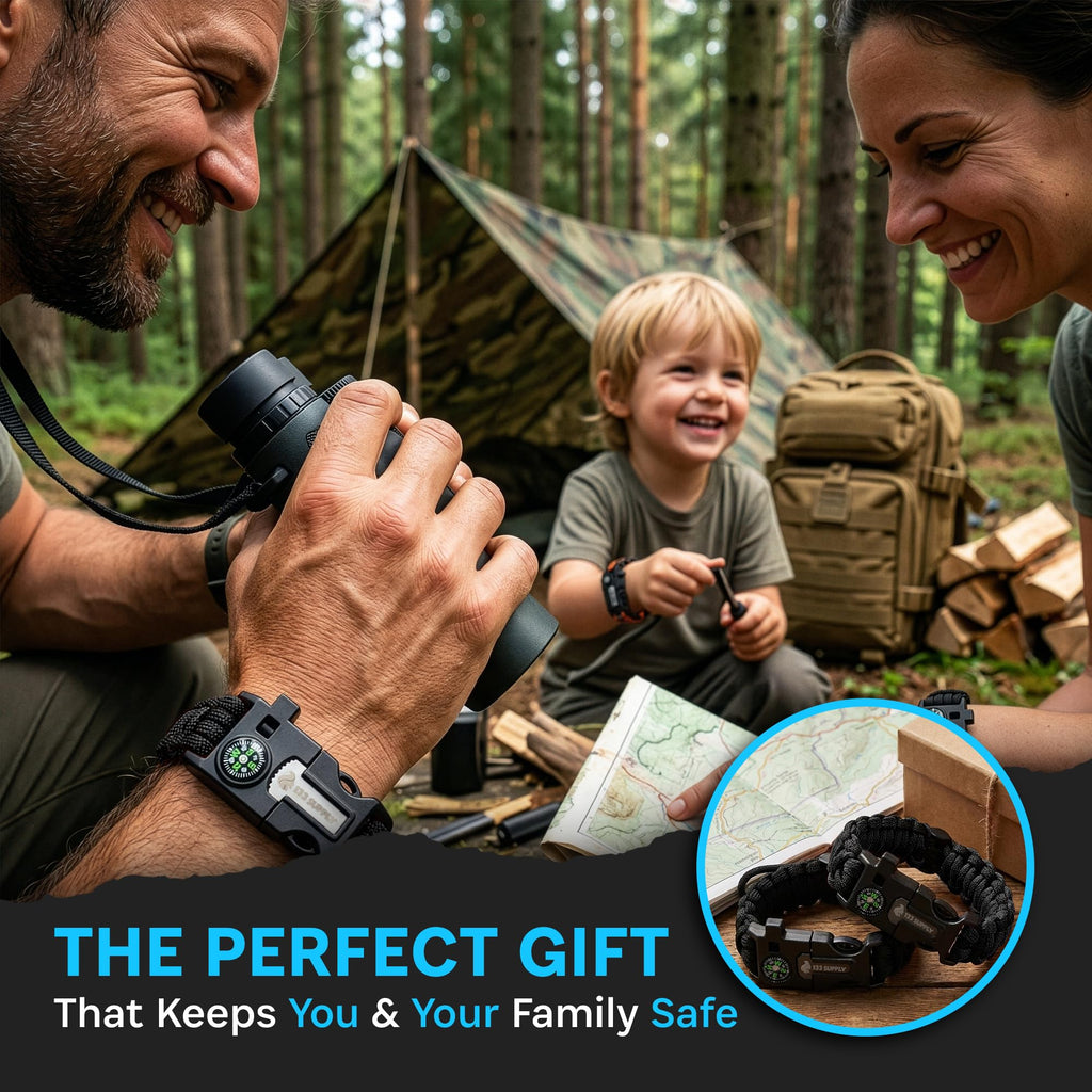133 SUPPLY Tactical Paracord Compass Hiking Survival Bracelet Men Dad Gifts Camping Accessories Hiking Gear Women Hunting Gear Fishing Essentials Flint Steel Tool Fire Starter Kit Whistle Bear Safety