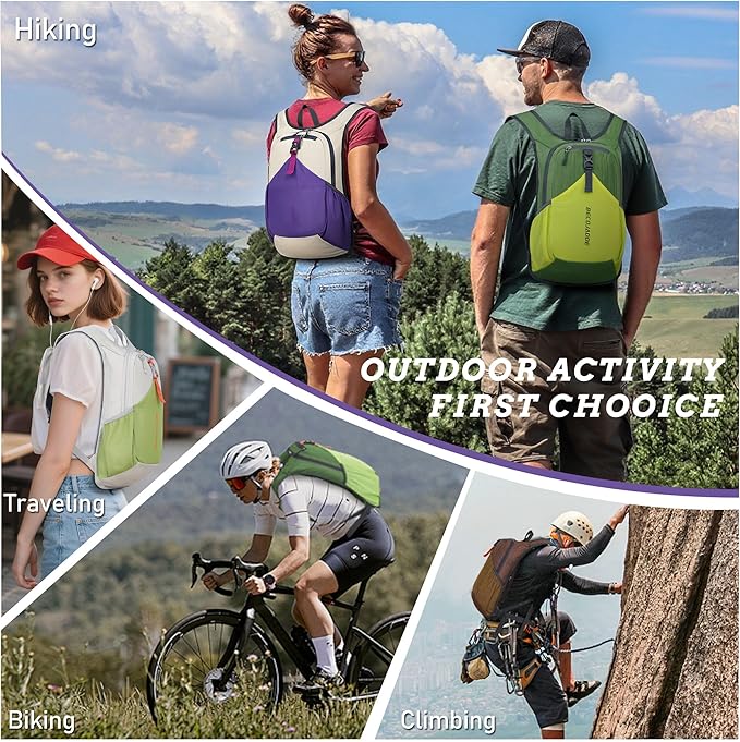 15L Small Hiking Backpack for Men Women Foldable Packable Back Pack Ultralight Hiking Daypack for Travel Camping Outdoor, Black