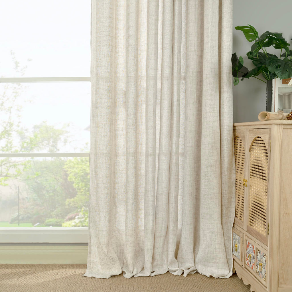 78 Inch Length Linen Semi Sheer Curtains for Living Room (2 Count)