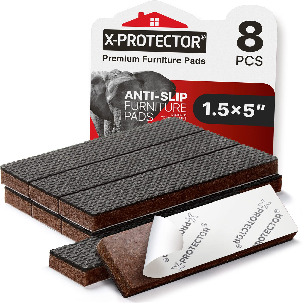 Non Slip Furniture Pads 8 PC 1.5”x 5” Rubber Furniture Grippers (8 Count)