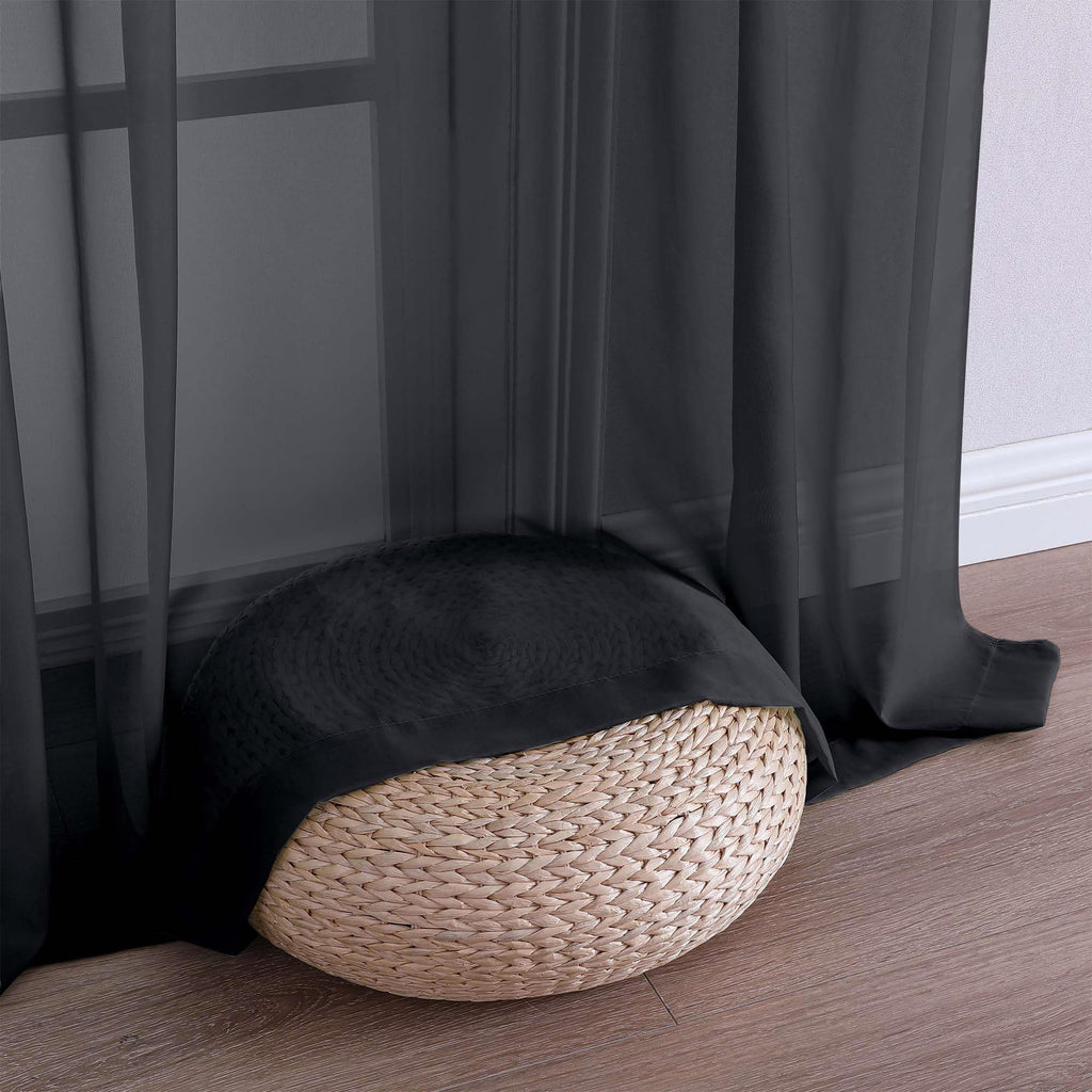 Extra Long Black Sheer Curtains 120 Inches Long 2 Panels (2 Count)