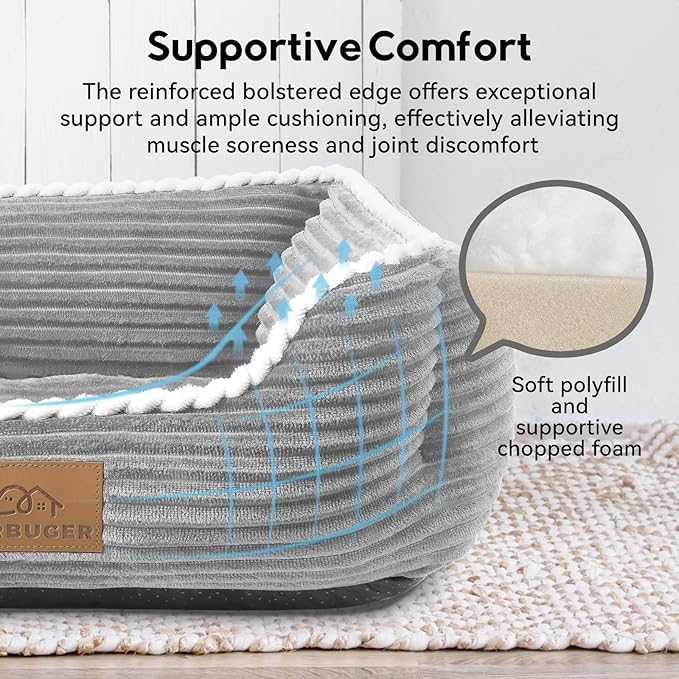 Orthopedic Dog Bed for Medium Dogs,Dog Sofa Beds Supportive Foam Pet Couch Bed with Removable Washable Mat and Nonskid Bottom (Medium, Grey)