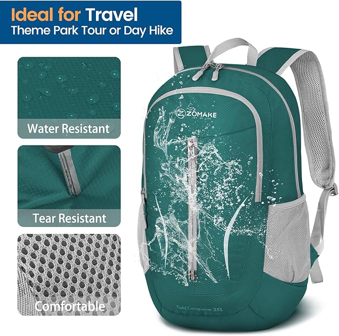 ZOMAKE Ultra Lightweight Packable Backpack 25L, Foldable Hiking Backpacks Water Resistant Small Folding Daypack for Travel(Army Green-NEW)