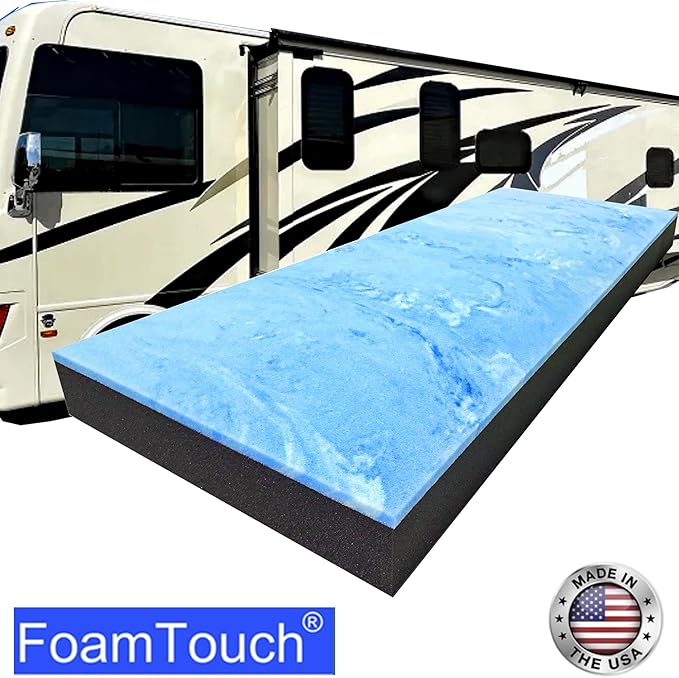 FoamTouch 4" Height x 34" Width x 75" Length Camper/RV bunk Mattress with Gel Memory Foam -No Cover