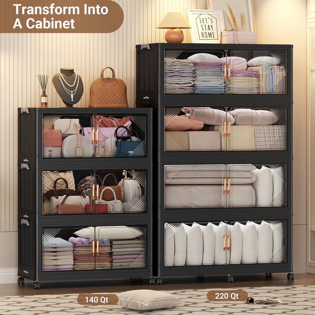 V60 140QT Plastic Stackable Storage Bins with Lid