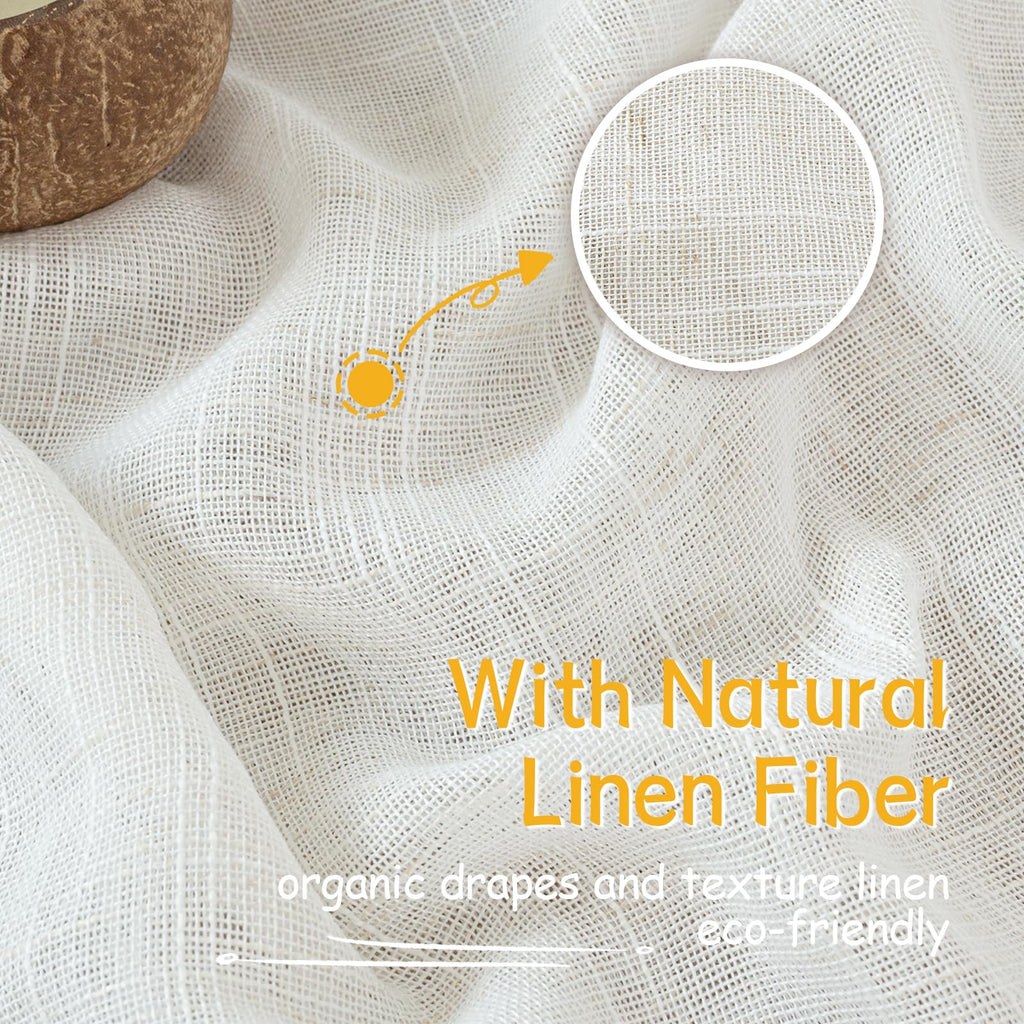 Linen Semi Sheer Curtains 48 Inch Length (2 Count)
