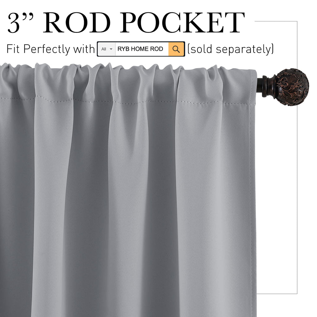 Blackout Curtains for Bedroom Living Room Nursery 63 inches Long (2 Count)