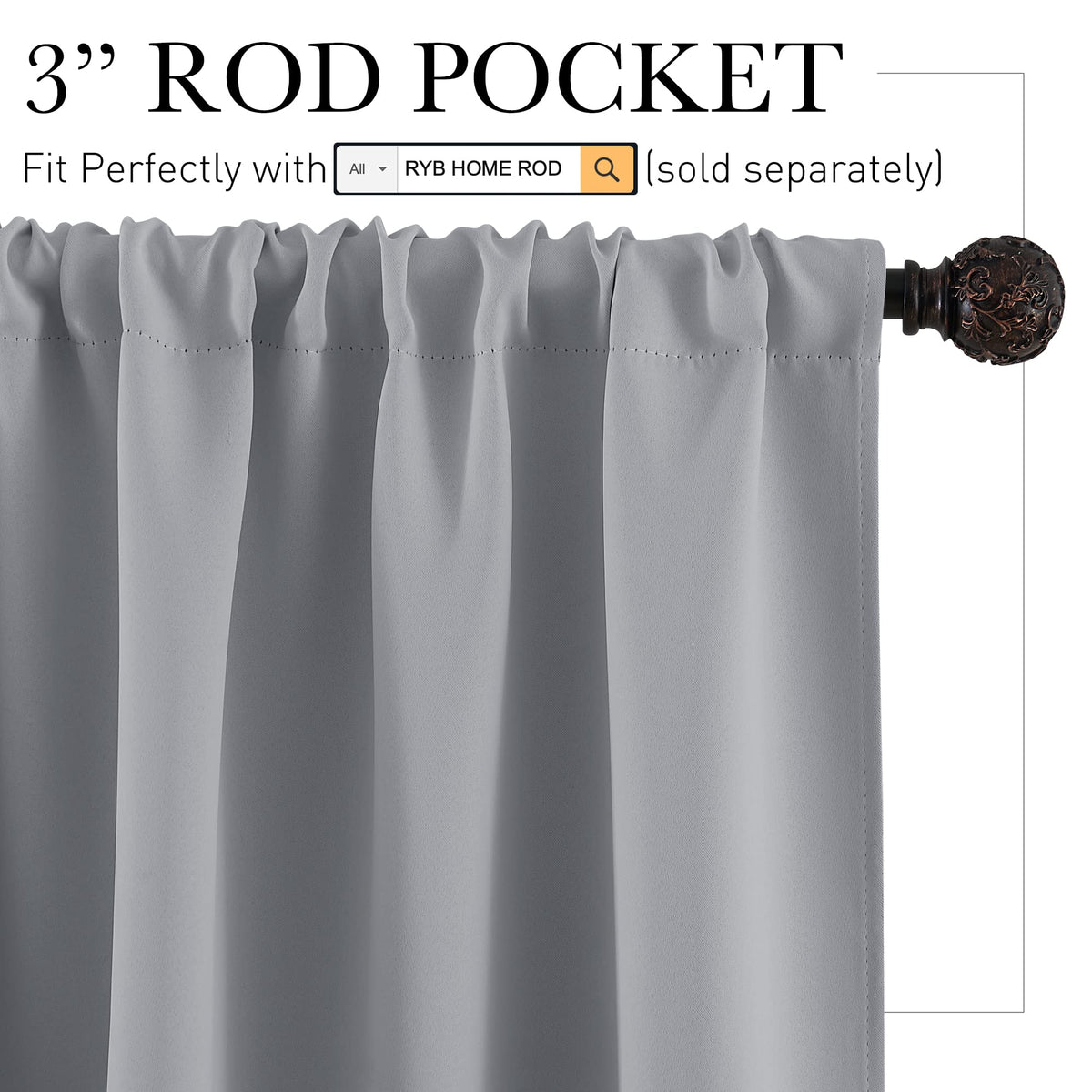 Blackout Curtains for Bedroom Living Room Nursery 63 inches Long (2 Count)